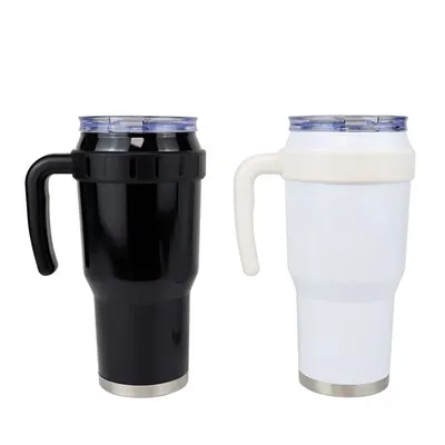 40 унций тумблер с ручкой и соломой